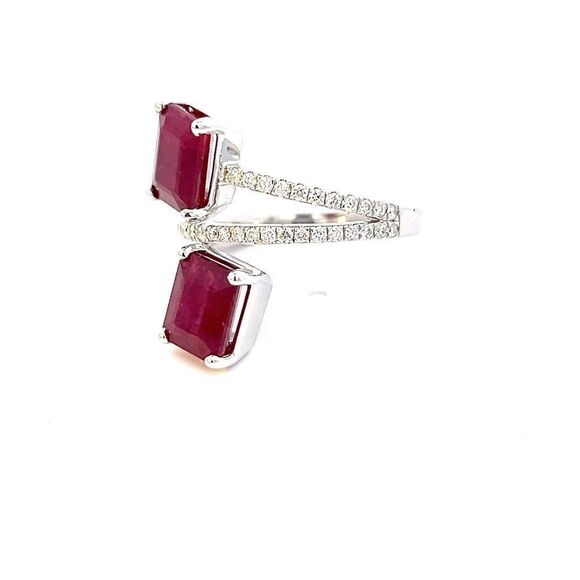 Natural Dual Ruby Diamond Ring 6.5 14k W Gold 5.02 TCW Certified $5,950 310541 - Picture 7 of 14
